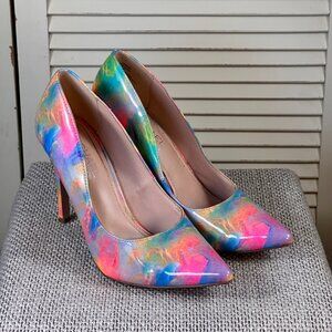 Michael Shannon Ryleigh Rainbow Tie Dye Pumps Colorful Heels Women's Size 8